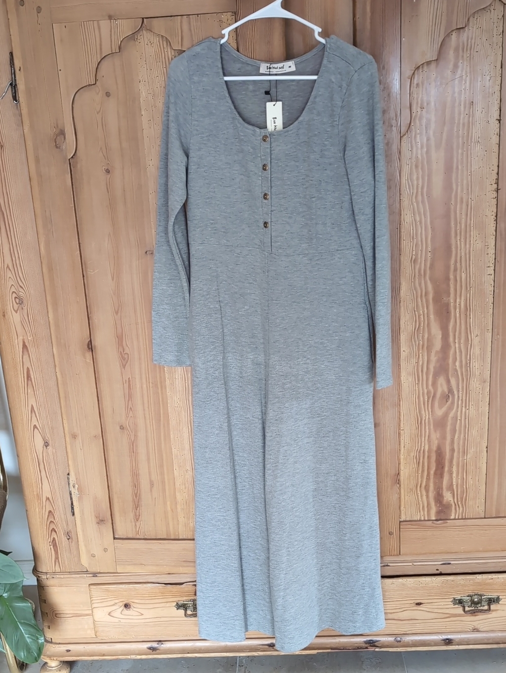 Long Sleeve Gray Knit Maxi Dress